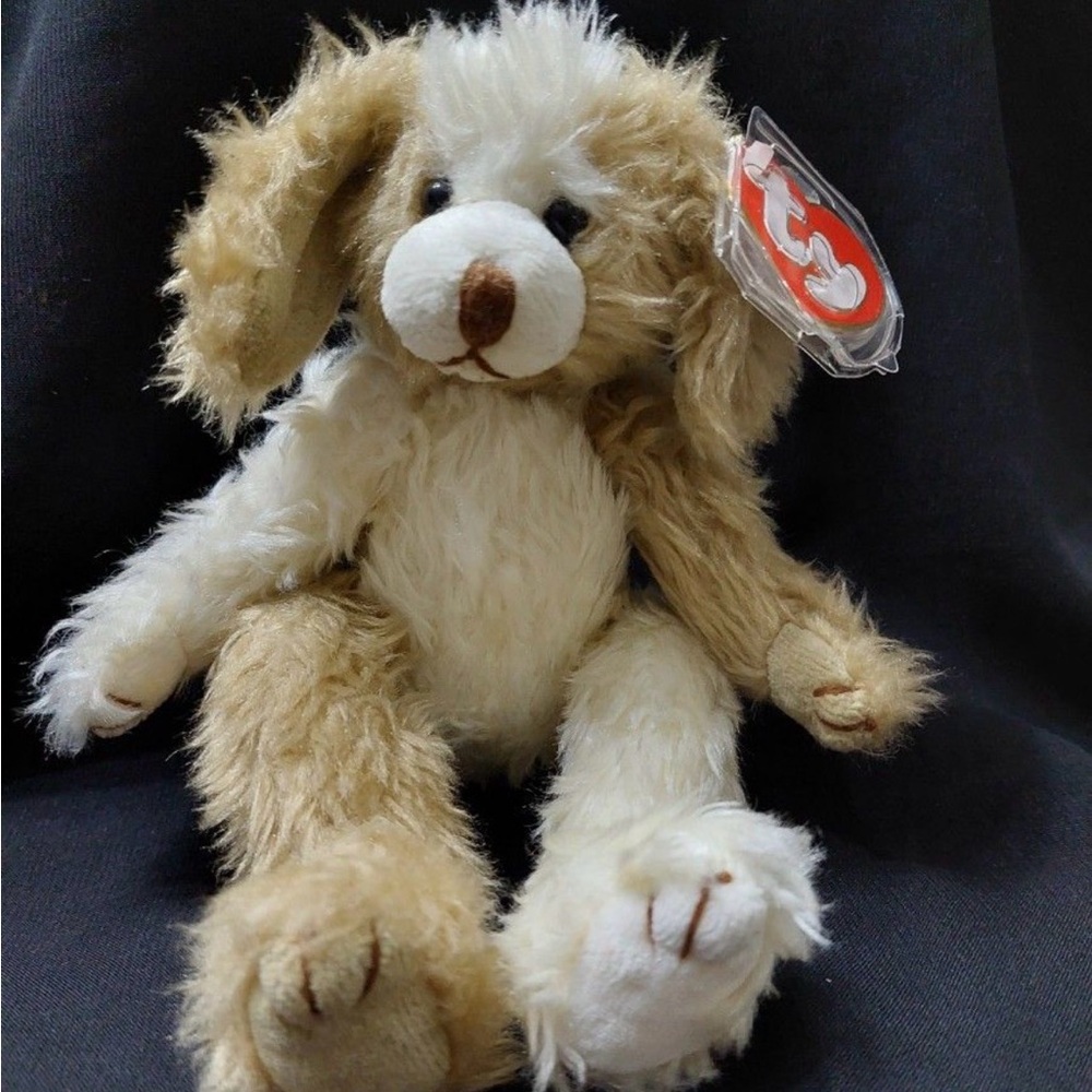 Ty Scruffy Plush Dog Beanie - Cream
